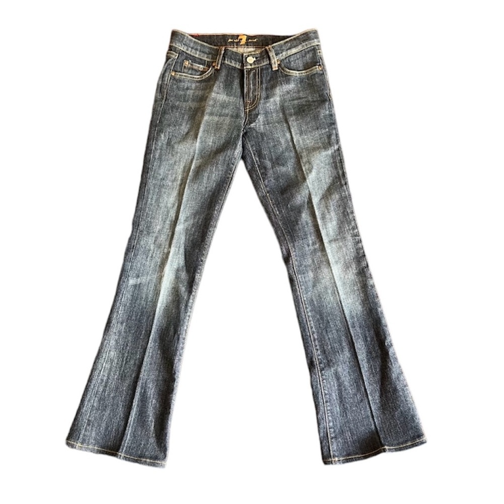7 FOR ALL MANKIND Denim Low Rise Bootcut Jeans Size 26 Sequined Pocket